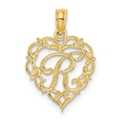 R Script Initial In Heart Charm 14k Gold K6424R, MPN: K6424R, 637218007660