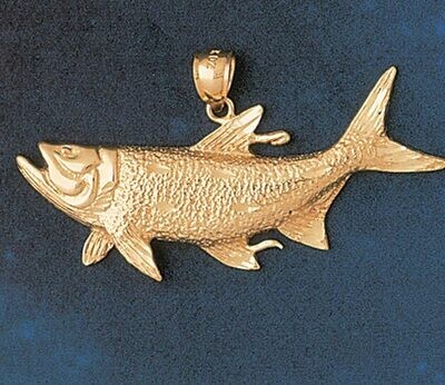 Dazzlers Jewelry Assorted Fish Sea Bass Snook King Mackerel Pendant Necklace Charm Bracelet in Yell…