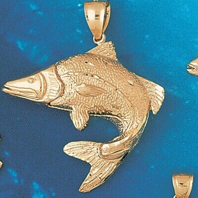 Dazzlers Jewelry Assorted Fish Sea Bass Snook King Mackerel Pendant Necklace Charm Bracelet in Yell…