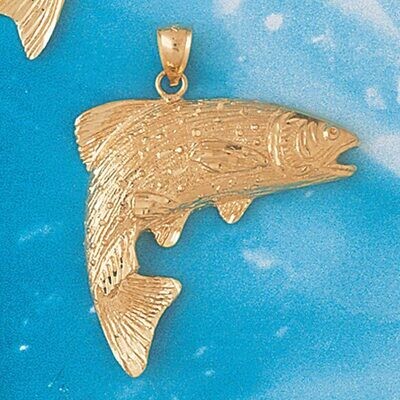 Dazzlers Jewelry Assorted Fish Sea Bass Snook King Mackerel Pendant Necklace Charm Bracelet in Yell…