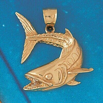 Dazzlers Jewelry Assorted Fish Sea Bass Snook King Mackerel Pendant Necklace Charm Bracelet in Yell…