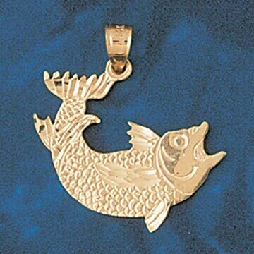 Dazzlers Jewelry Assorted Fish Sea Bass Snook King Mackerel Pendant Necklace Charm Bracelet in Yell…