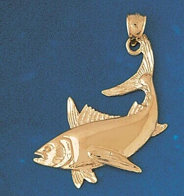 Dazzlers Jewelry Assorted Fish Sea Bass Snook King Mackerel Pendant Necklace Charm Bracelet in Yell…