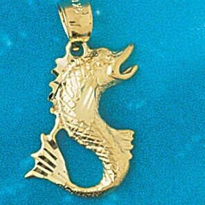 Dazzlers Jewelry Sea Bass Fish Pendant Necklace Charm Bracelet in Yellow, White or Rose Gold 618, M…