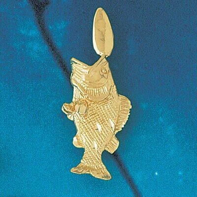 Dazzlers Jewelry Sea Bass Fish Pendant Necklace Charm Bracelet in Yellow, White or Rose Gold 599, M…