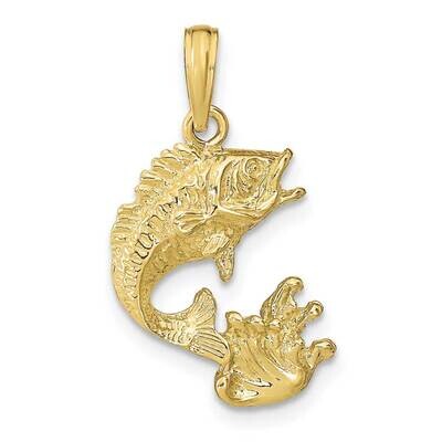 Bass Fish Pendant 10k Gold Polished 10K7439, MPN: 10K7439,