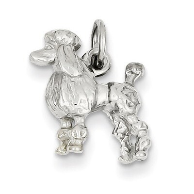 Solid 3-Dimensional Poodle Charm 14k White Gold K1004, MPN: K1004, 883957865539
