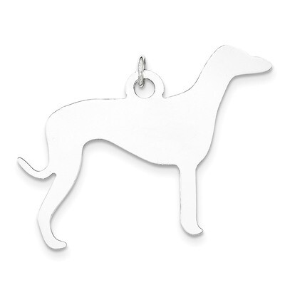 Toni Tails Engraveable Medium Grey Hound Disc Charm Sterling Silver QP4725
