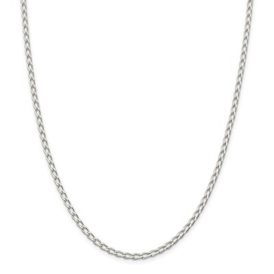 3.2mm Open Link Chain Anklet 9 Inch - Sterling Silver Rhodium Plated QLL100R-9 by Amore La Vita, MP…