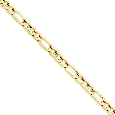 6mm Concave Open Figaro Chain 9 Inch 14k Gold LFG160-9, MPN: LFG160-9, 886774417134