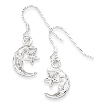 Moon &amp; Star Earrings Sterling Silver QE32, MPN: QE32, 883957925905