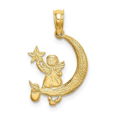 Angel Holding A Star On A Half Moon Charm 14k Gold K6615, MPN: K6615, 637218002436