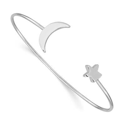 Moon &amp; Star Bangle Sterling Silver Rhodium-plated QB1270, MPN: QB1270, 191101920721
