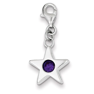 February Diamond Birthstone Star Charm Sterling Silver QC4811, MPN: QC4811, 883957217598