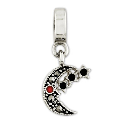 Marcasite Moon &amp; Stars Dangle Bead - Sterling Silver QRS2716, MPN: QRS2716, 191101488207