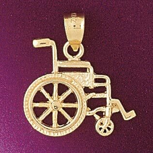 Dazzlers Jewelry Wheelchair Pendant Necklace Charm Bracelet in Yellow, White or Rose Gold 4759, MPN…