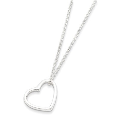 16 Inch Heart 14 IN 2 In EXT Necklace Sterling Silver QG2079-16, MPN: QG2079-16, 883957948355