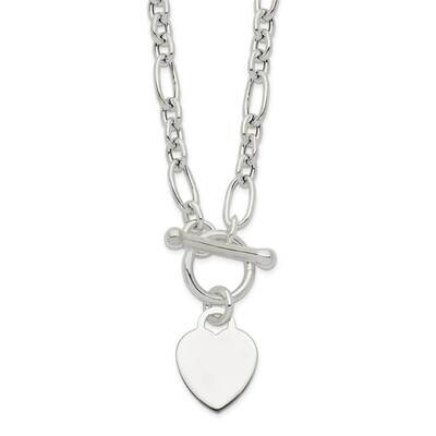Heart Charm Fancy Link Necklace Sterling Silver Polished QG6087-18, MPN: QG6087-18, 196904163283