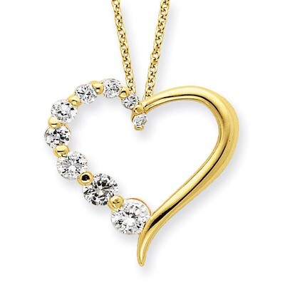 18 Inch Vermeil Diamond Heart Journey Necklace Sterling Silver QG2634-18, MPN: QG2634-18, 723252526…