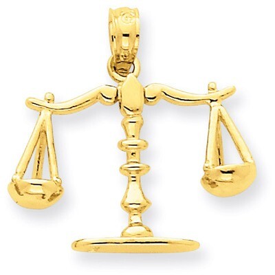 3-D Moveable Scales of Justice Pendant 14k Gold C3122, MPN: C3122, 637218015566