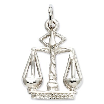 Polished Flat-Backed Small Scales of Justice Charm 14k White Gold K933, MPN: K933, 883957902210