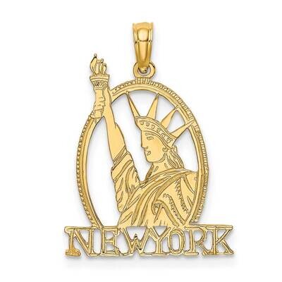 New York with Statue of Liberty Charm 14k Gold Cut-out C3074, MPN: C3074, 637218029921
