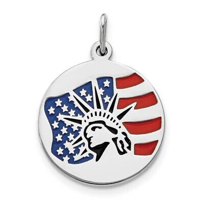 Polished Enameled Statue Of Liberty with Flag Charm Sterling Silver QC9351, MPN: QC9351, 8839578238…