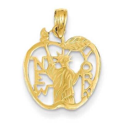 Cut-out New York with Statue of Liberty in Apple Pendant 14k Gold C3072, MPN: C3072, 637218044696