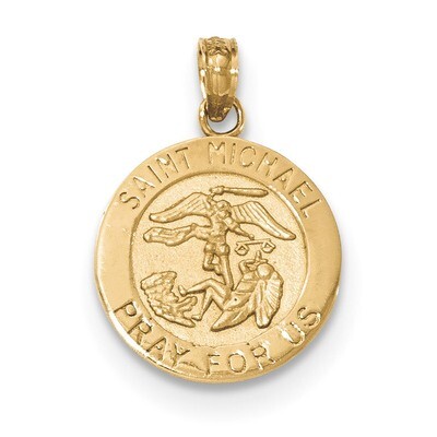 Saint Michael Medal Pendant 14k Gold K5666, MPN: K5666, 637218167081