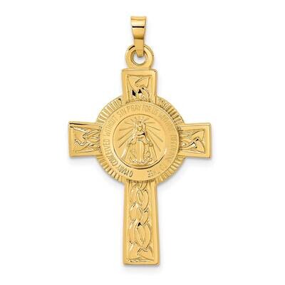 Cross with Miraculous Medal Pendant 14k Gold REL104, MPN: REL104, 191101084102