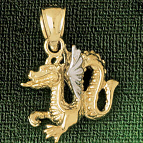 Dazzlers Jewelry Dragon Pendant Necklace Charm Bracelet in Yellow, White or Rose Gold 2289, MPN: DZ…