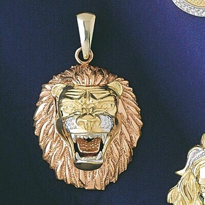Dazzlers Jewelry Leo Lion Zodiac Pendant Necklace Charm Bracelet in Tri-Gold Yellow White Gold, MPN…