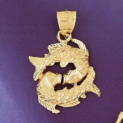 Dazzlers Jewelry Pisces Fishes Zodiac Pendant Necklace Charm Bracelet in Yellow, White or Rose Gold…