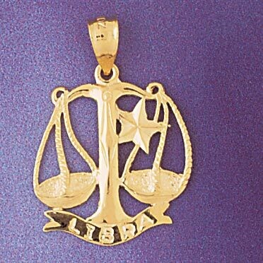 Dazzlers Jewelry Libra Scales Zodiac Pendant Necklace Charm Bracelet in Yellow, White or Rose Gold …