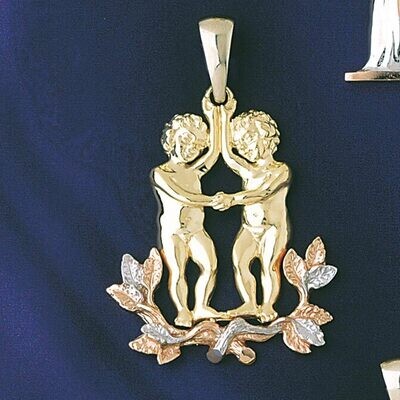 Dazzlers Jewelry Gemini Twins Zodiac Pendant Necklace Charm Bracelet in Yellow, White or Rose Gold …