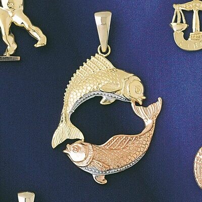 Dazzlers Jewelry Pisces Fishes Zodiac Pendant Necklace Charm Bracelet in Yellow, White or Rose Gold…
