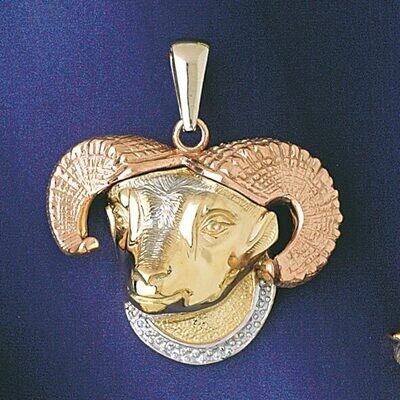 Dazzlers Jewelry Aries Ram Zodiac Pendant Necklace Charm Bracelet in Yellow, White or Rose Gold 923…