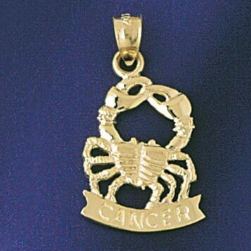 Dazzlers Jewelry Cancer Crab Zodiac Pendant Necklace Charm Bracelet in Yellow, White or Rose Gold 9…