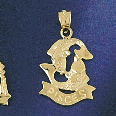 Dazzlers Jewelry Pisces Fishes Zodiac Pendant Necklace Charm Bracelet in Yellow, White or Rose Gold…