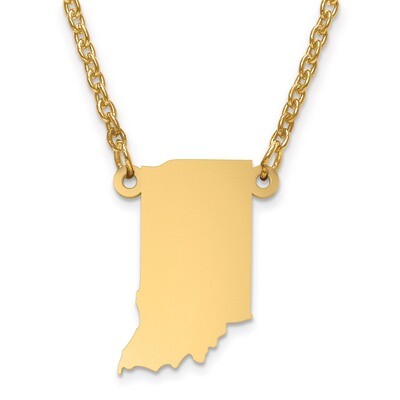 Indiana State Pendant with Chain Engravable Gold-plated on Sterling Silver, MPN: XNA706GP-IN, 88677…