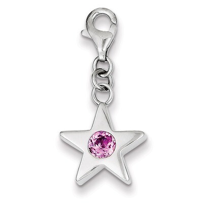 October Diamond Birthstone Star Charm Sterling Silver QC4819, MPN: QC4819, 883957217673