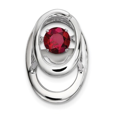 Created Ruby Birthstone Vibrant Pendant Sterling Silver Rhodium QBPD32JUL, MPN: QBPD32JUL, 88395795…