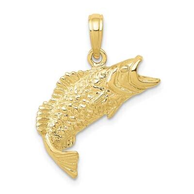 Textured Bass Fish Pendant 10k Gold Polished 10K5362, MPN: 10K5362,