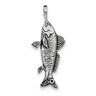 Fish Pendant Sterling Silver Antiqued &amp; Textured QC8763, MPN: QC8763, 191101366123