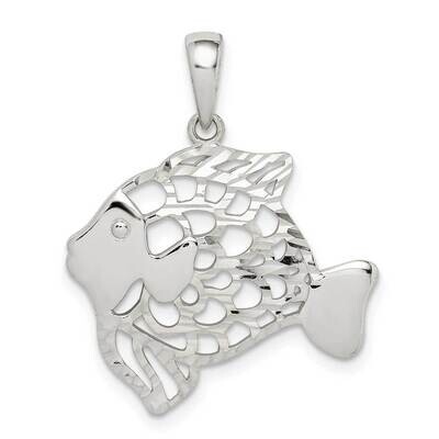 Fish Pendant Sterling Silver Diamond-cut QC9599, MPN: QC9599, 886774093727