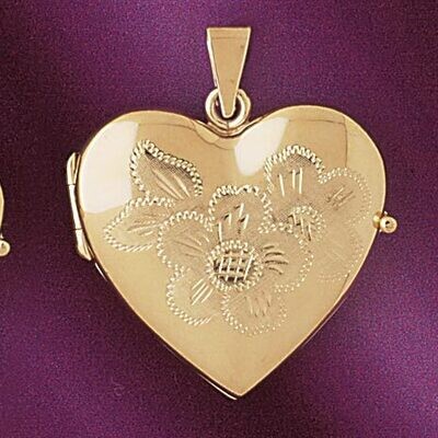Dazzlers Jewelry Heart Locket Pendant Necklace Charm Bracelet in Yellow, White or Rose Gold 4162, M…