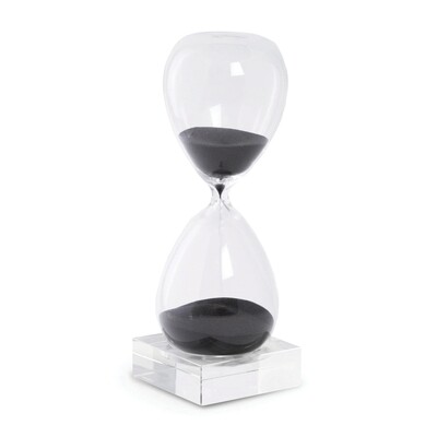 Black Sand Hand-blown Glass 60-Minute Hourglass with Stand  GM20948, MPN: GM20948, 797140608370