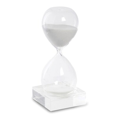 White Sand Hand-blown Glass 30-Minute Hourglass with Stand  GM20947, MPN: GM20947, 797140308362