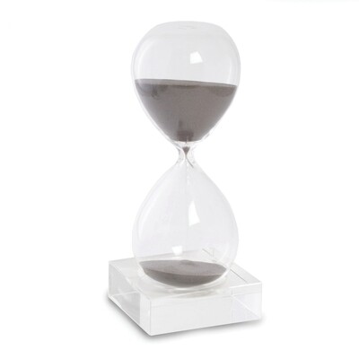 Grey Sand Hand-blown Glass 30-Minute Hourglass with Stand  GM20946, MPN: GM20946, 797140008361