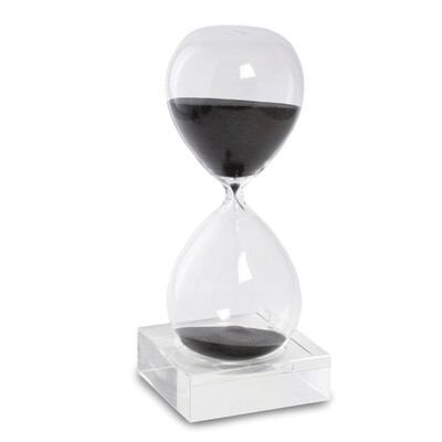 Black Sand Hand-blown Glass 30-Minute Hourglass with Stand  GM20945, MPN: GM20945, 797140608363